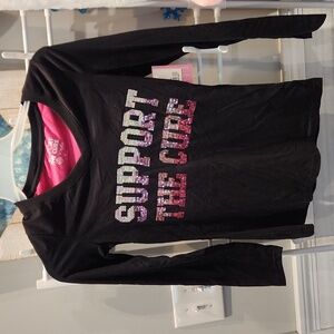 NWT BCRF Support the Cure Women's sz S long sleeve v-neck Shirt